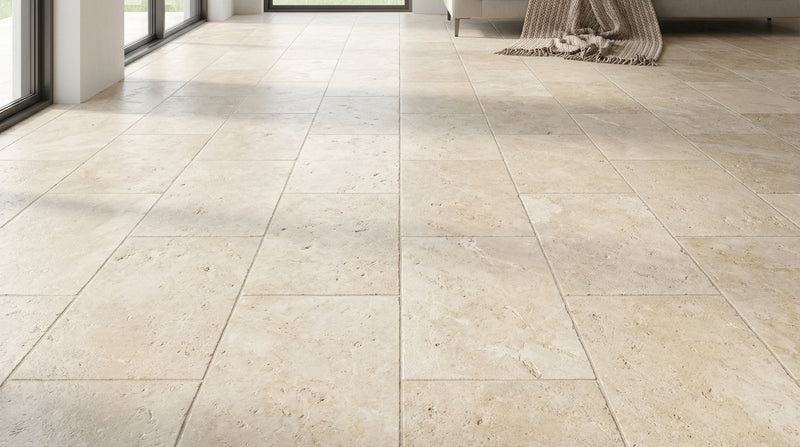 Ivory / Light Travertine 8x16 Cream Tumbled Tile