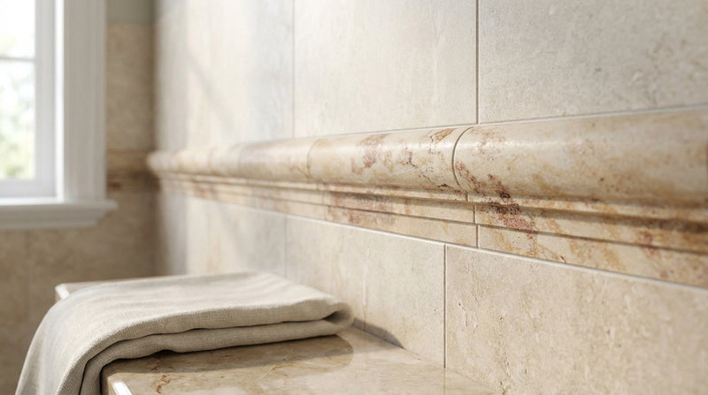 Valencia Travertine 2x12 Honed Travertine Tile OG-1 (Single-step Chair Rail Trim)