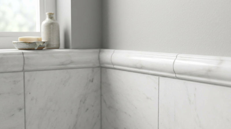 Oriental White (Asian Statuary) Oriental White Marble 1x12 Polished Tile Quarter-Round Trim