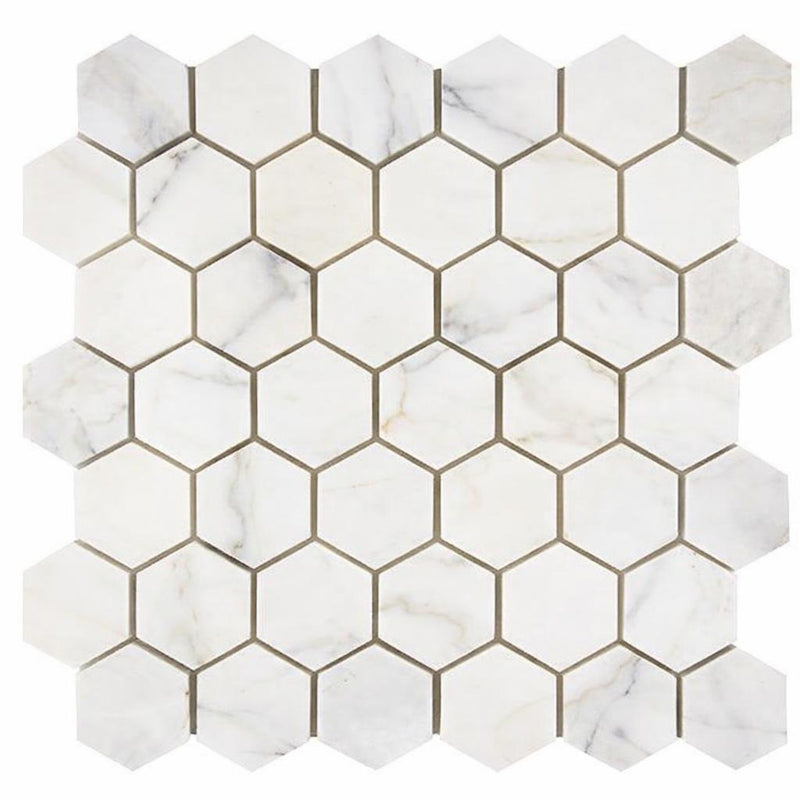 Calacatta Gold (Italian) Marble 2x2 Honed Hexagon Mosaic