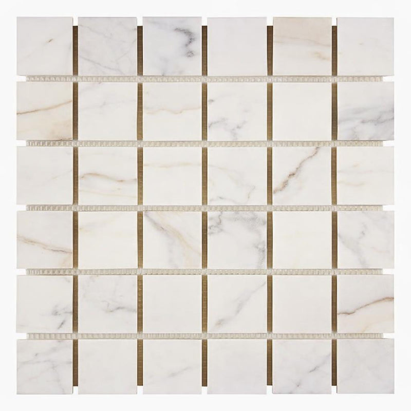 Calacatta Gold (Italian) Marble 2x2 Honed Hexagon Mosaic Vortex Hexagon Mosaic (w/ Calacatta Gold)