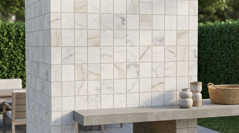 Calacatta Gold (Italian) Marble 2x2 Honed Hexagon Mosaic Vortex Hexagon Mosaic (w/ Calacatta Gold)