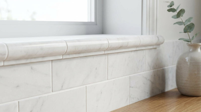 Thassos White (Greek) Thassos White Marble 3/4x12 Polished / Honed Tile Bullnose Liner
