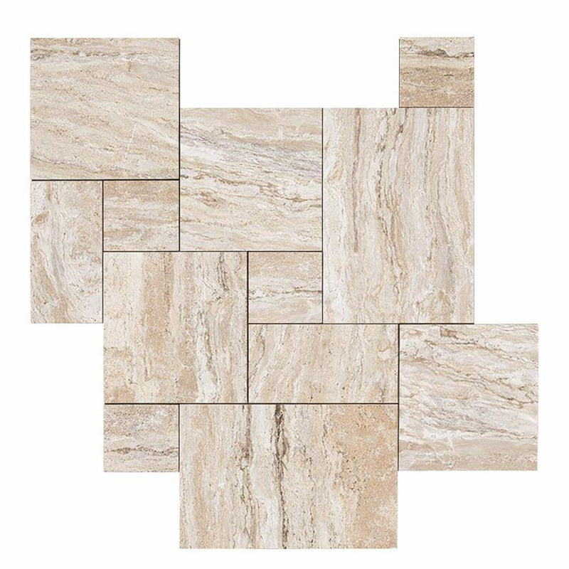Valerenga Travertine Versailles Pattern Unfilled, Brushed & Straight-Edged Travertine Tile