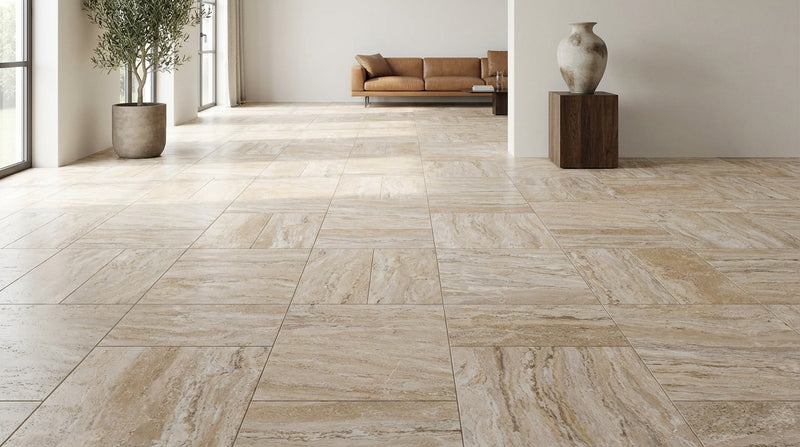 Valerenga Travertine Versailles Pattern Unfilled, Brushed & Straight-Edged Travertine Tile