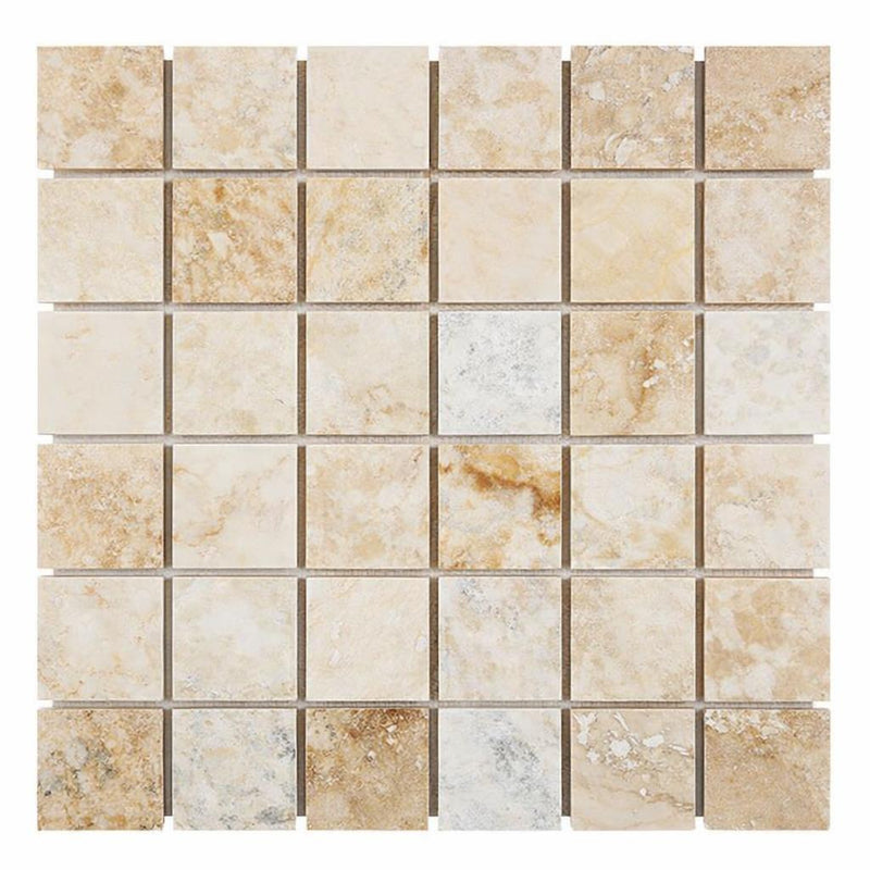 Latravonya Travertine 2x2 Filled & Honed Travertine Mosaic