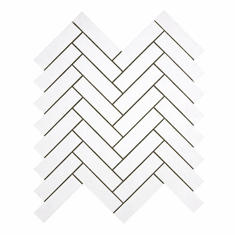 Thassos White (Greek) Marble 1x4 Honed Herringbone Mosaic