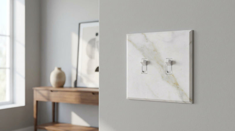Calacatta Gold Switch Plate Covers 4-1/2x4 1/2 Honed Plate Cover 2-TOGGLE