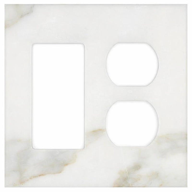Calacatta Gold Switch Plate Covers 4-1/2x4 1/2 Honed Plate Cover ROCKER - DUPLEX