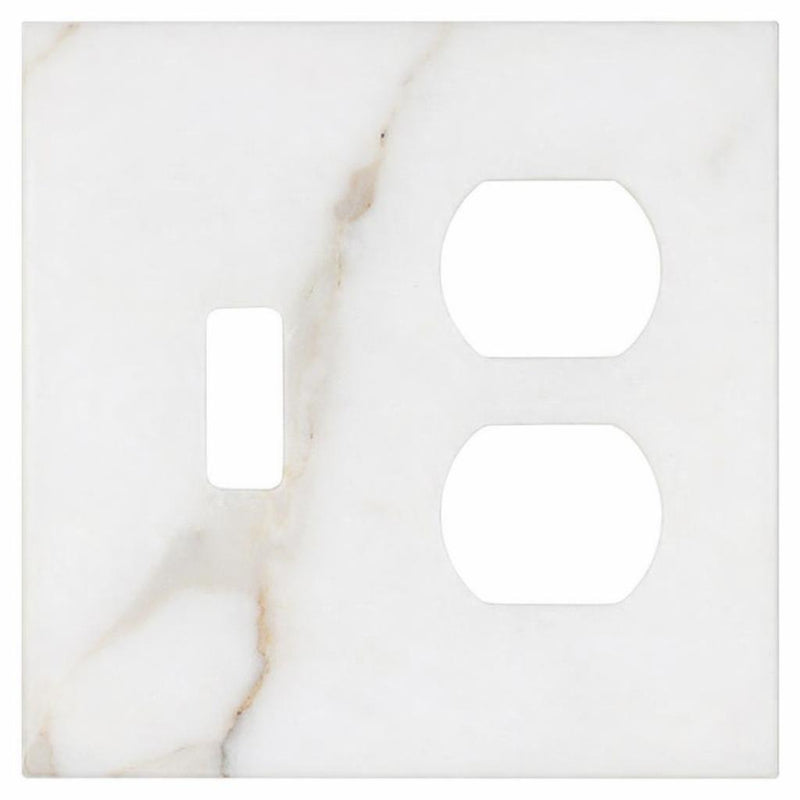 Calacatta Gold Switch Plate Covers 4-1/2x4 1/2 Honed Plate Cover TOGGLE - DUPLEX