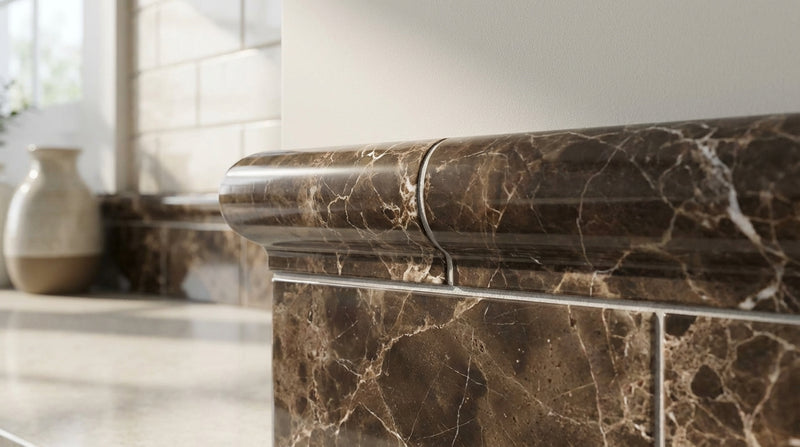Emperador Dark (Spanish) Emperador Dark Marble 3/4x12 Polished Tile Bullnose Liner