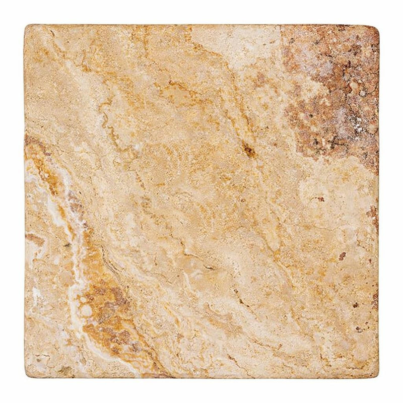 Valencia Travertine 4x4 Tumbled Travertine Tile