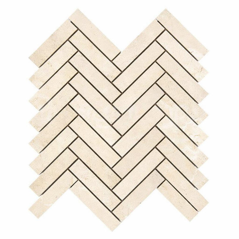 Crema Marfil (Spanish) Marble 1x4 Cream Honed Herringbone Mosaic