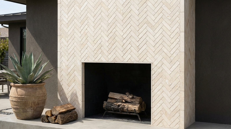 Crema Marfil (Spanish) Marble 1x4 Cream Honed Herringbone Mosaic