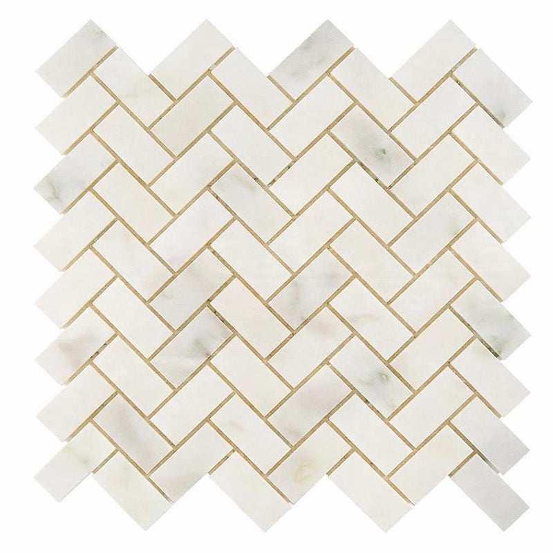 Calacatta Oliva Marble 1x2 Honed Herringbone Mosaic