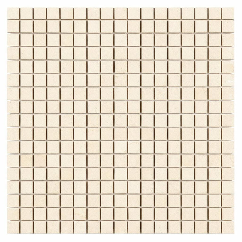 Crema Marfil (Spanish) Marble 5/8x5/8 Cream Tumbled Mosaic