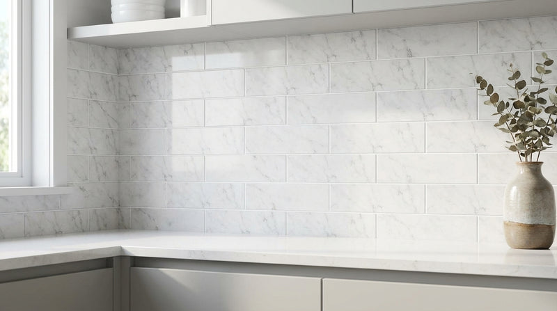 Oriental White (Asian Statuary) Oriental White Marble 2x8 Polished / Honed Tile