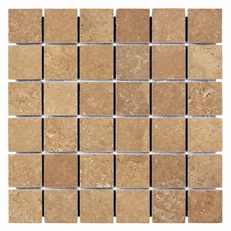 Noce (Antalya) Travertine 2x2 Tumbled Travertine Mosaic
