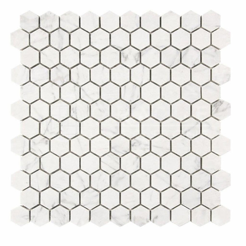 Carrara White (Italian) Marble 1x1 Honed Mosaic