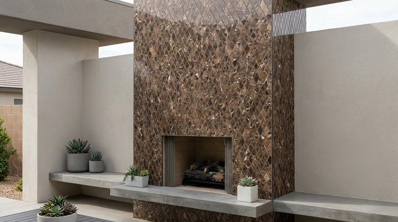 Emperador Dark (Spanish) Marble 1x2 Polished Diamond / Rhomboid Mosaic