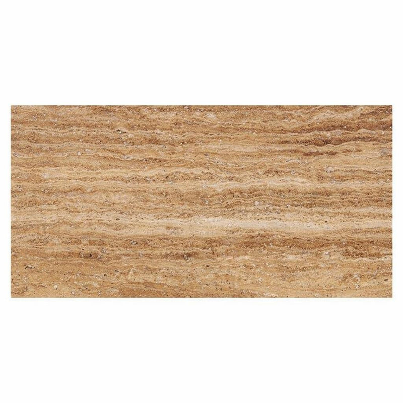 Noce Exotic (Vein-Cut) Travertine 6x12 Unfilled, Brushed & St.Edged Travertine Tile