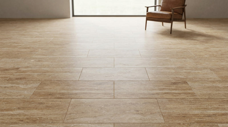 Noce Exotic (Vein-Cut) Travertine 6x12 Unfilled, Brushed & St.Edged Travertine Tile