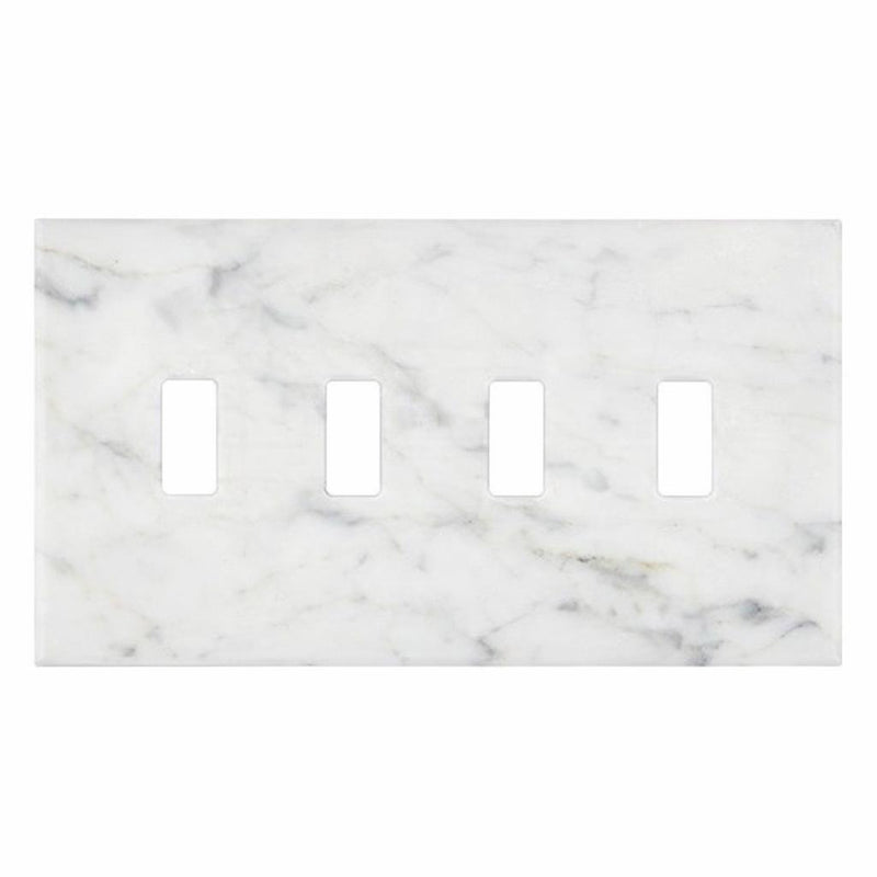 Bianco Carrara Switch Plate Covers 4-1/2x8 1/4 Honed Plate Cover 4-TOGGLE