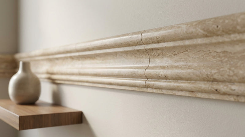 Noce Exotic (Vein-Cut) Travertine 2x12 Polished Travertine Tile Milano (Crown / Mercer) Molding Milano Molding
