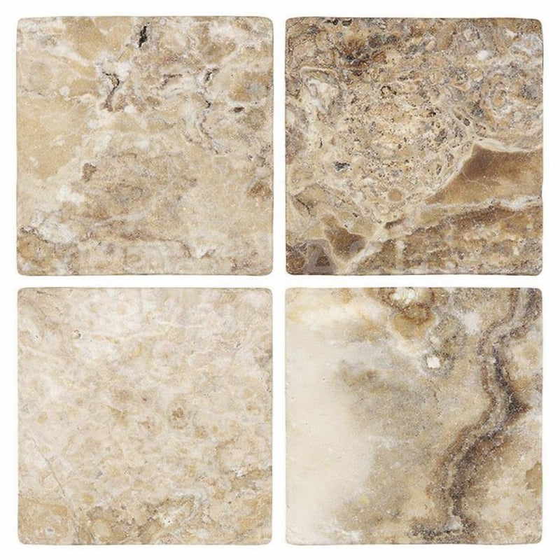 Antico Onyx 12x12 Antiqued (Hand-Tumbled) Travertine Tile