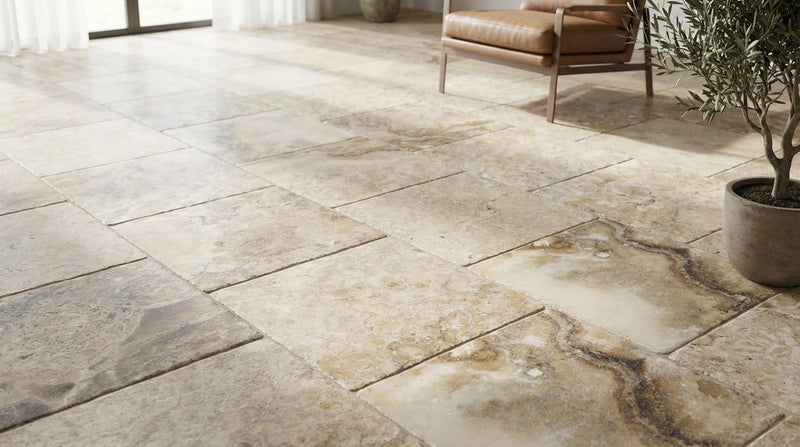 Antico Onyx 12x12 Antiqued (Hand-Tumbled) Travertine Tile
