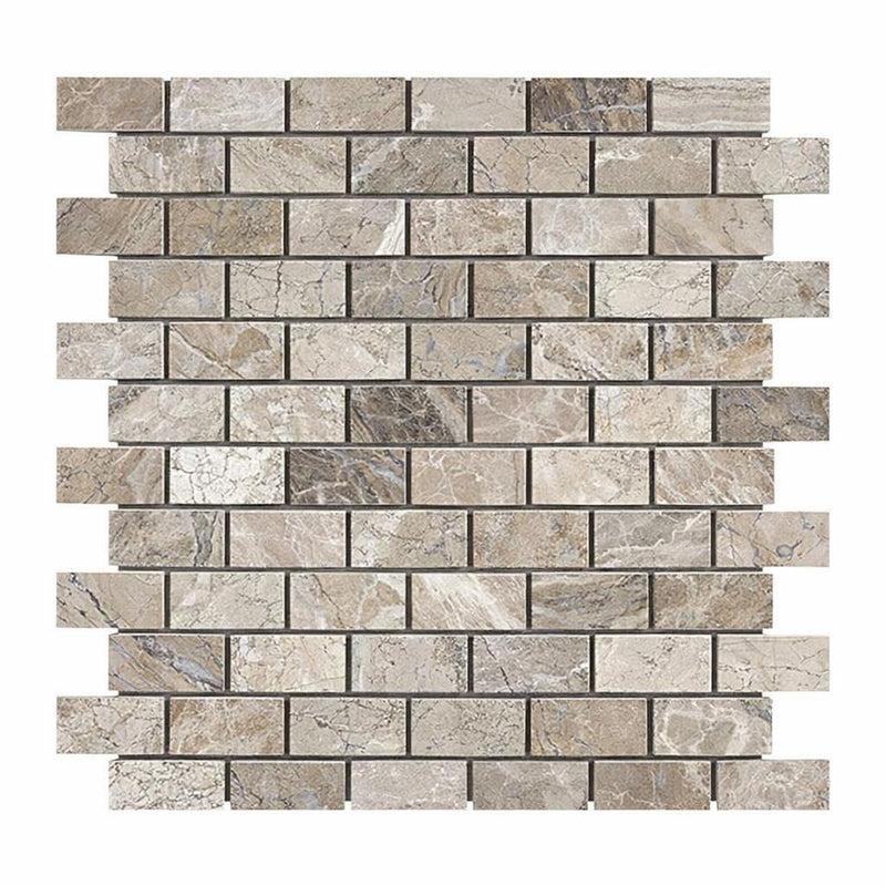 Atlantic Gray Marble 1x2 Polished/Honed Mosaic