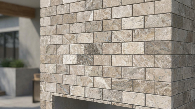 Atlantic Gray Marble 1x2 Polished/Honed Mosaic