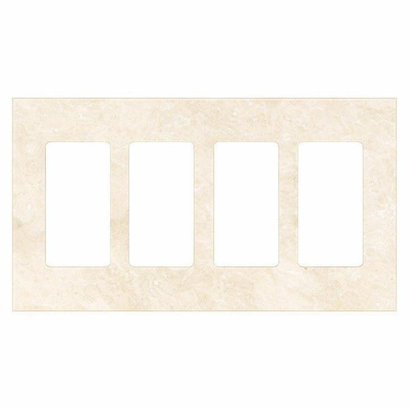 Ivory / Light Travertine Switch Plate Covers 4-1/2x8 1/4 Cream Honed Plate Cover 4-ROCKER
