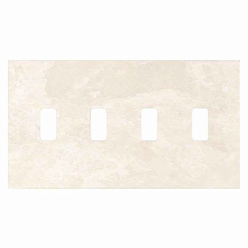 Ivory / Light Travertine Switch Plate Covers 4-1/2x8 1/4 Cream Honed Plate Cover 4-TOGGLE