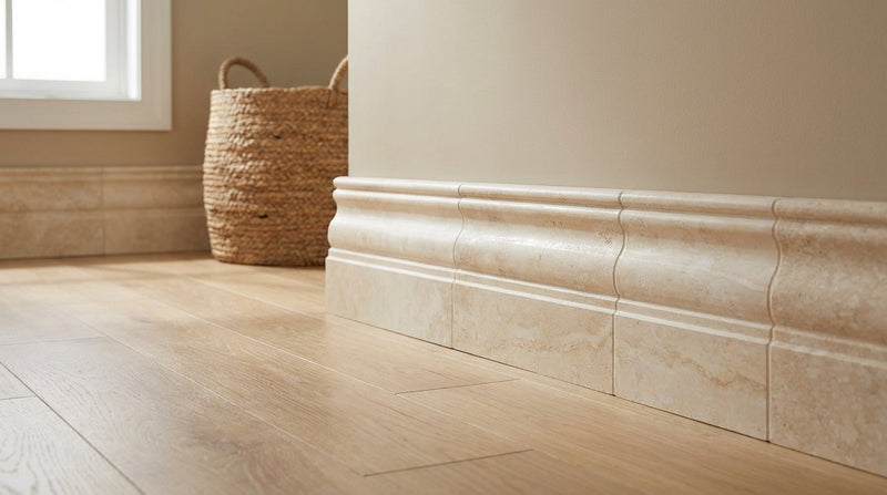 Durango / Paredon (Mexican) - Cross Cut Durango Travertine 4x12 Honed Travertine Tile Baseboard Trim