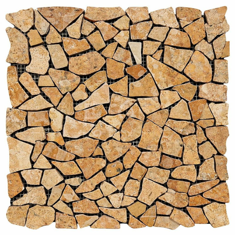 Gold / Yellow Gold Travertine Tumbled Travertine Paledian / Flat-Pebble Mosaic Paledian / Flat-Pebble (Random Broken) Mosaic