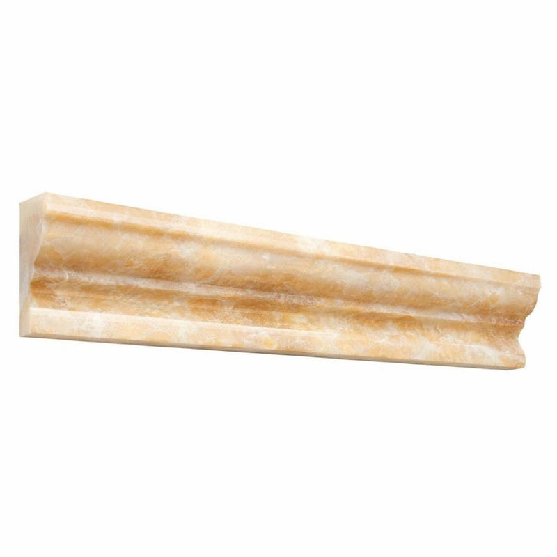 Honey (Giallo Crystal) Onyx 2x12 Polished Tile Crown (Mercer) Molding Crown Molding