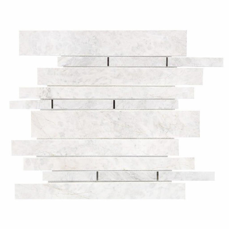 Bianco Congelato Marble Leathered Dolomite Manhattan Mosaic Manhattan (Random-Strip) Mosaic