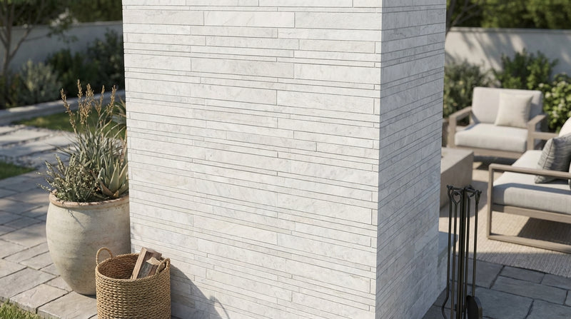 Bianco Congelato Marble Leathered Dolomite Manhattan Mosaic Manhattan (Random-Strip) Mosaic