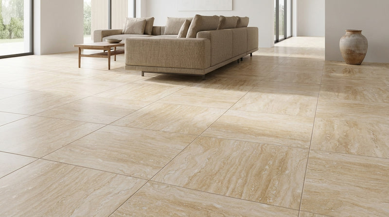 Ivory / Light Travertine 24x24 Cream Filled & Honed Tile