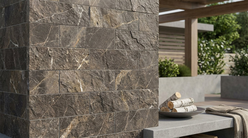 Emperador Dark (Spanish) Marble 1x2 Split-faced Brick Joint Mosaic Brick Mosaic