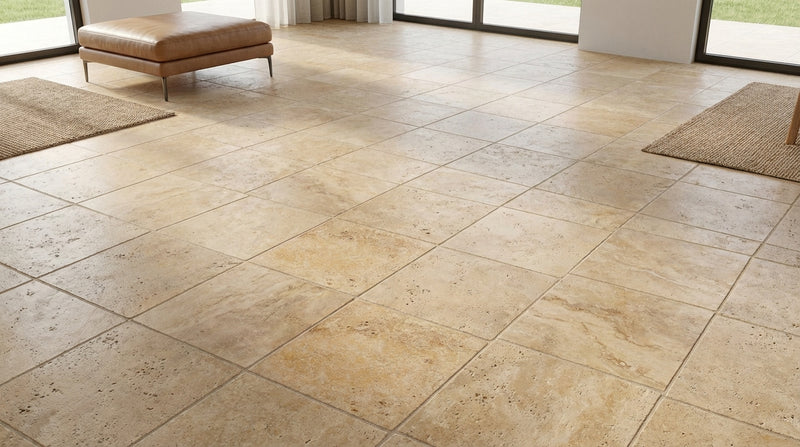 Gold / Yellow Gold Travertine 18x18 Tumbled Travertine Tile
