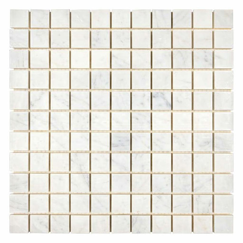 Oriental White (Asian Statuary) Marble 1x1 Honed Mosaic