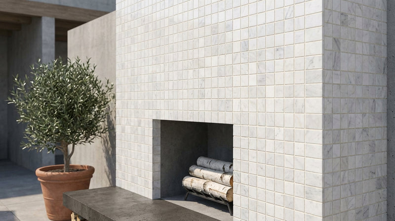 Oriental White (Asian Statuary) Marble 1x1 Honed Mosaic