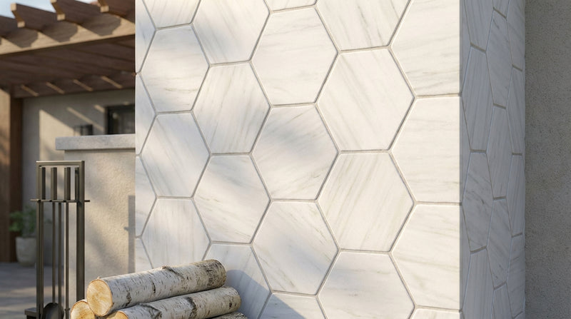 Bianco Dolomiti (White Dolomite) 10x10 Honed Hexagon Mosaic