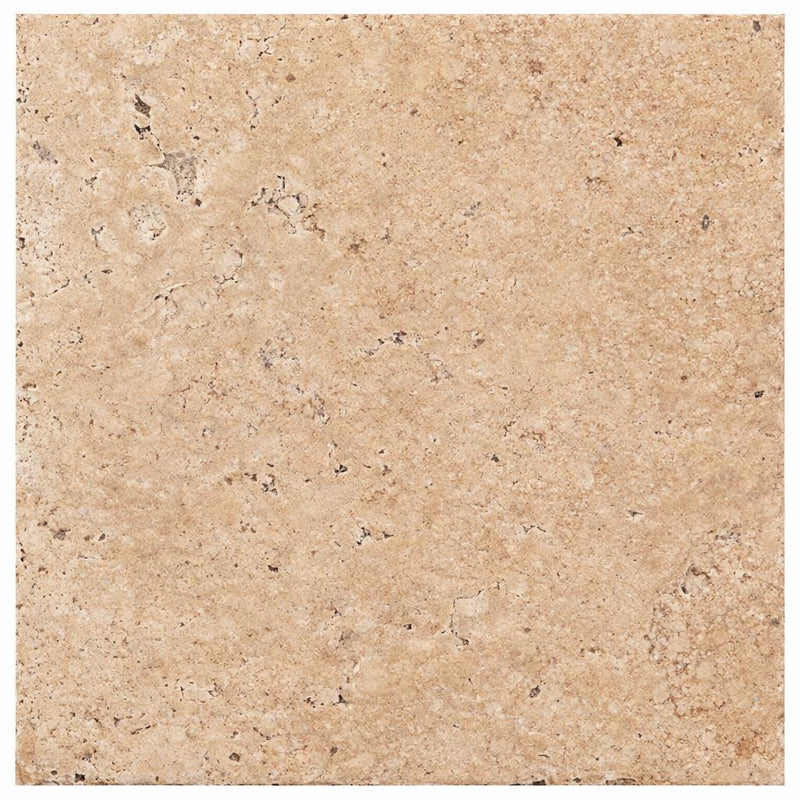 Walnut Travertine 8x8 Unfilled, Brushed & Chiseled Travertine Tile