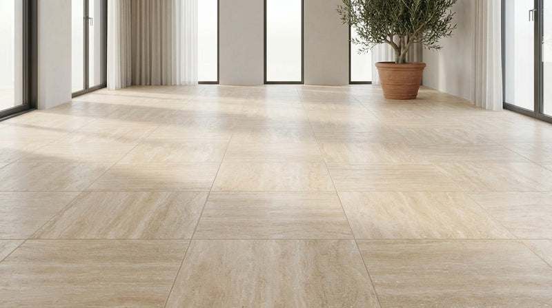 Ivory / Light Travertine 18x18 Cream Filled & Honed Tile