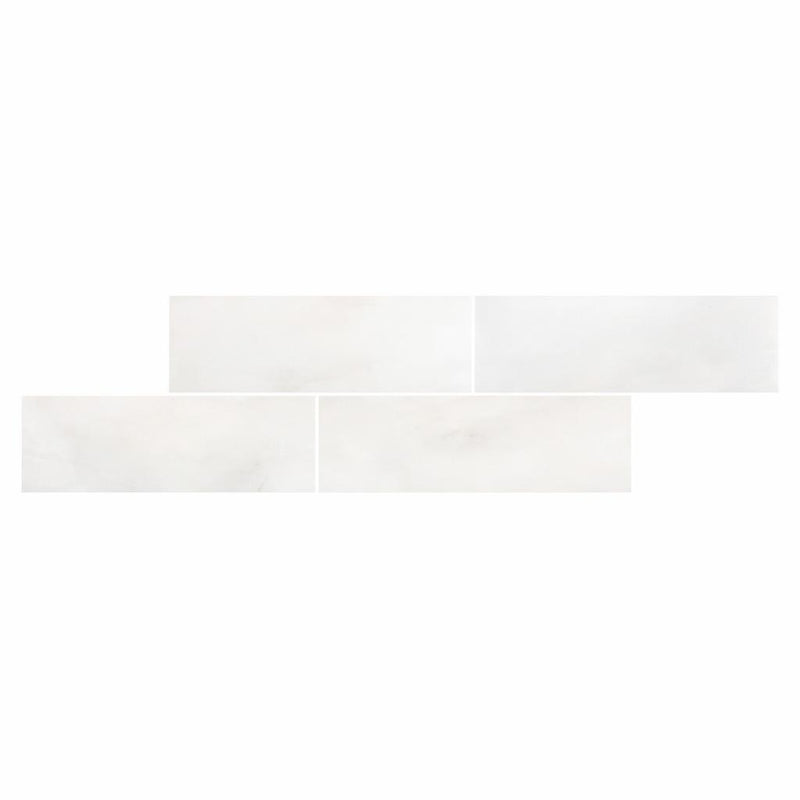 Afyon White Marble 4x12 Polished Tile