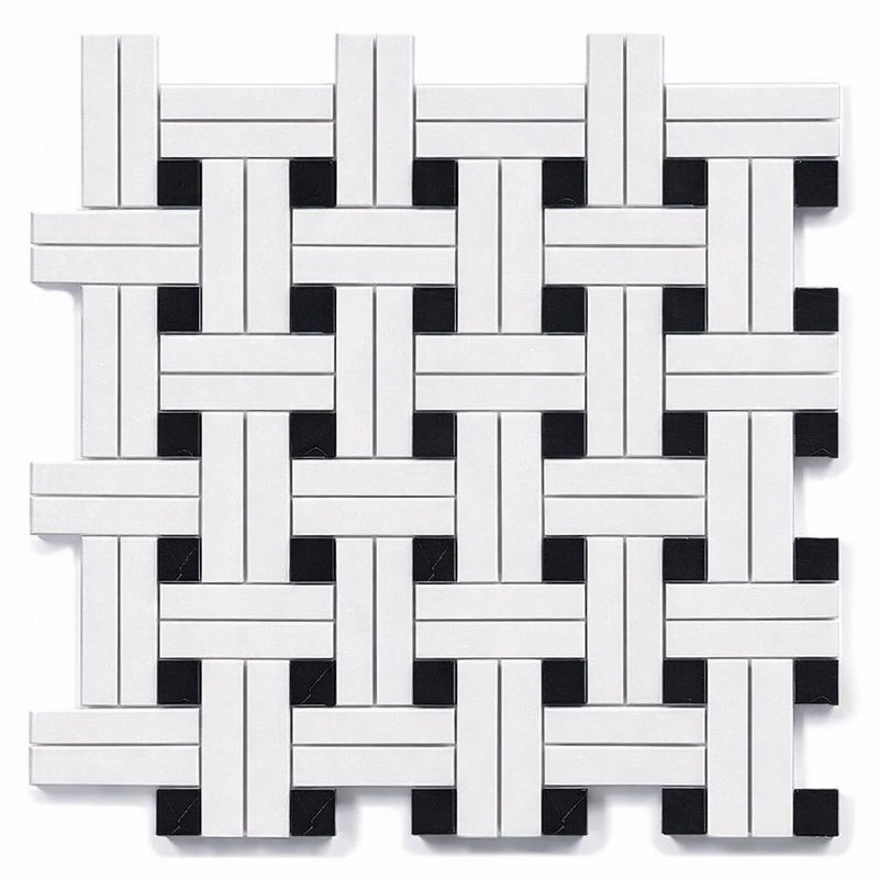 Thassos White (Greek) Thassos White Marble Polished / Honed Tile BIAS Border CORNER (w/ Ming Green)