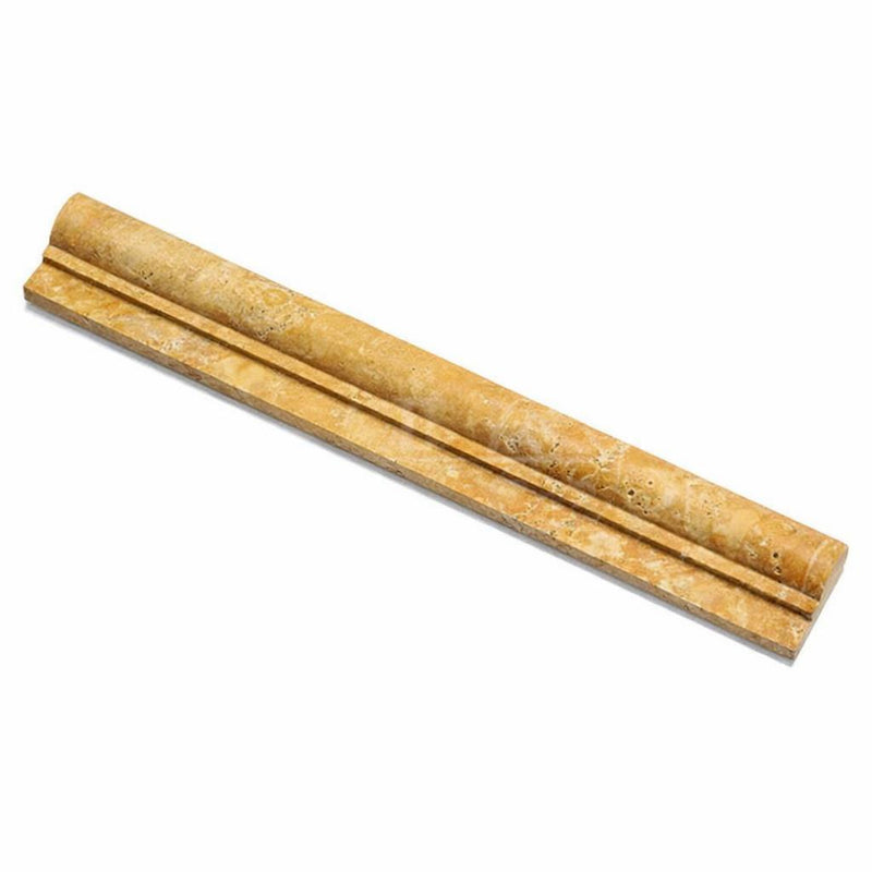 Gold / Yellow Gold Travertine 2x12 Honed Travertine Tile OG-1 (Single-step Chair Rail Trim)